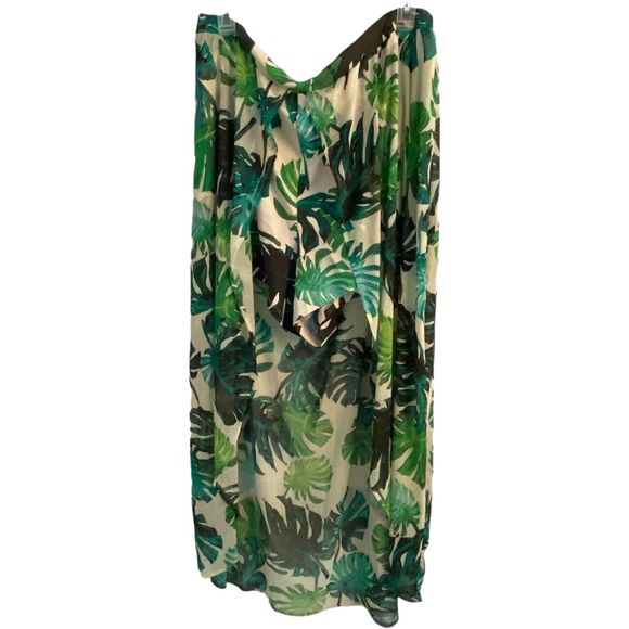 Palm Leaves Mesh Maxi Skirt Sheer Shorts Combo Beach Vacation Plus Size 3X Cover - Picture 2 of 10